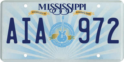 MS license plate AIA972