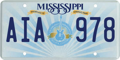 MS license plate AIA978