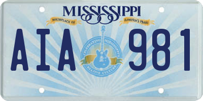 MS license plate AIA981