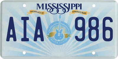 MS license plate AIA986