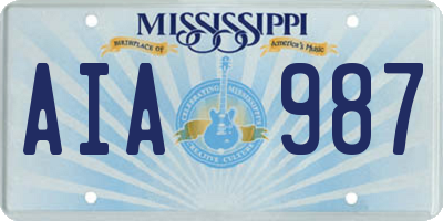 MS license plate AIA987