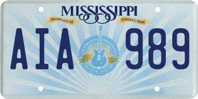 MS license plate AIA989