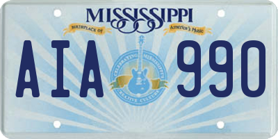MS license plate AIA990