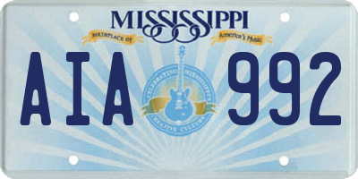 MS license plate AIA992