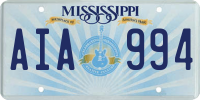 MS license plate AIA994