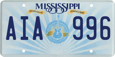 MS license plate AIA996