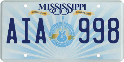 MS license plate AIA998