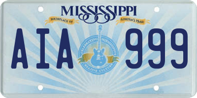 MS license plate AIA999