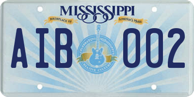MS license plate AIB002