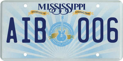MS license plate AIB006