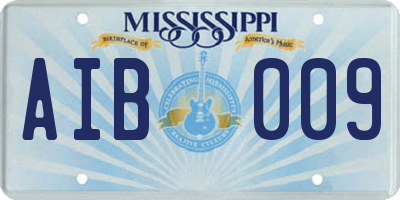 MS license plate AIB009
