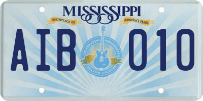 MS license plate AIB010