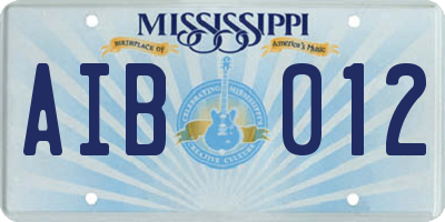 MS license plate AIB012