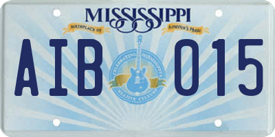 MS license plate AIB015
