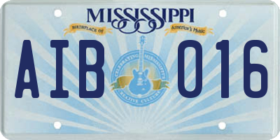 MS license plate AIB016