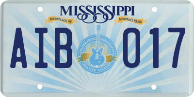 MS license plate AIB017