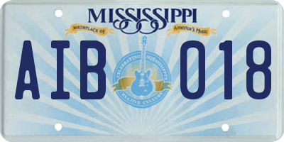 MS license plate AIB018