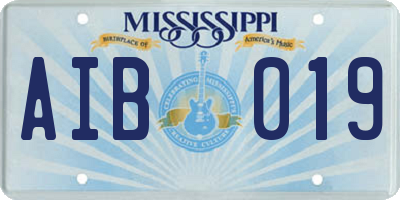 MS license plate AIB019