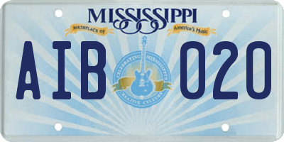 MS license plate AIB020