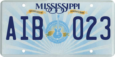 MS license plate AIB023