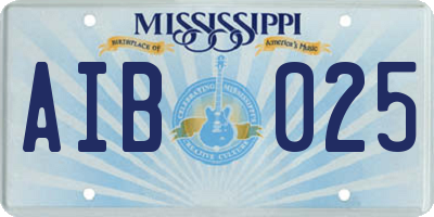 MS license plate AIB025