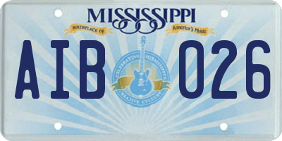 MS license plate AIB026
