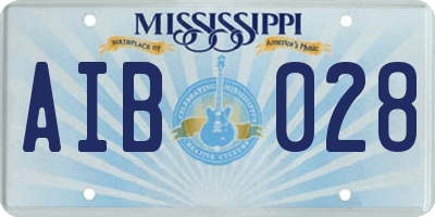 MS license plate AIB028