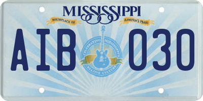 MS license plate AIB030
