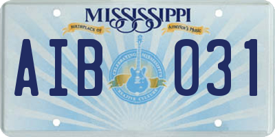 MS license plate AIB031