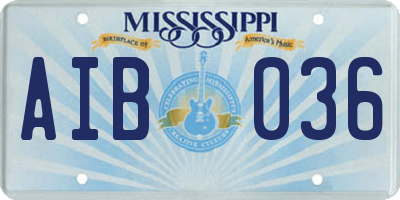 MS license plate AIB036