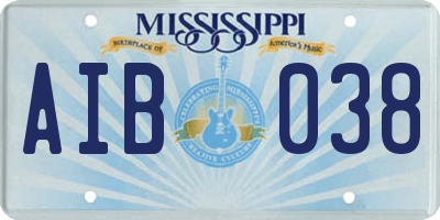 MS license plate AIB038