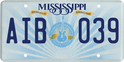 MS license plate AIB039