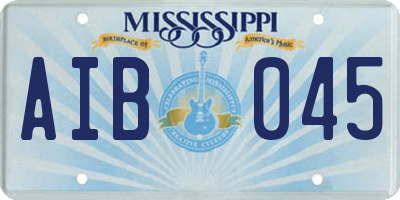 MS license plate AIB045
