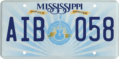 MS license plate AIB058