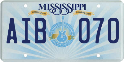 MS license plate AIB070