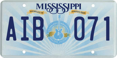 MS license plate AIB071