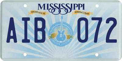 MS license plate AIB072
