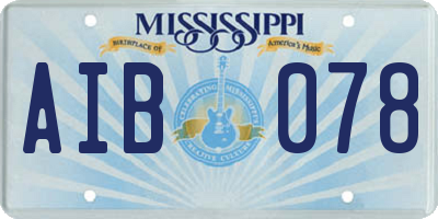 MS license plate AIB078