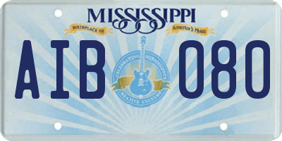 MS license plate AIB080