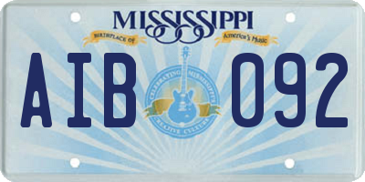 MS license plate AIB092