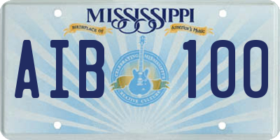 MS license plate AIB100