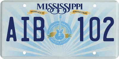 MS license plate AIB102