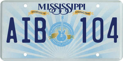MS license plate AIB104