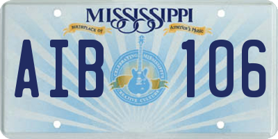 MS license plate AIB106
