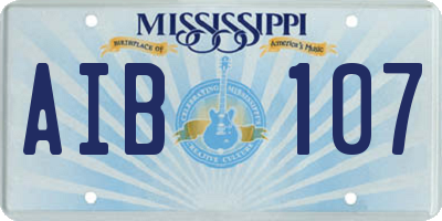 MS license plate AIB107