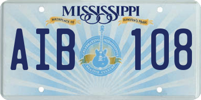 MS license plate AIB108