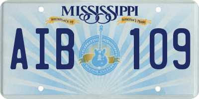 MS license plate AIB109