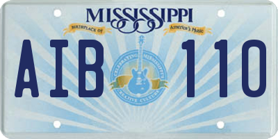 MS license plate AIB110