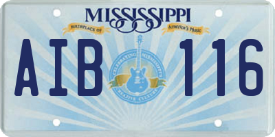 MS license plate AIB116