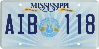 MS license plate AIB118